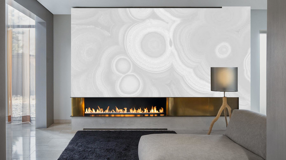 White malachite   fireplace